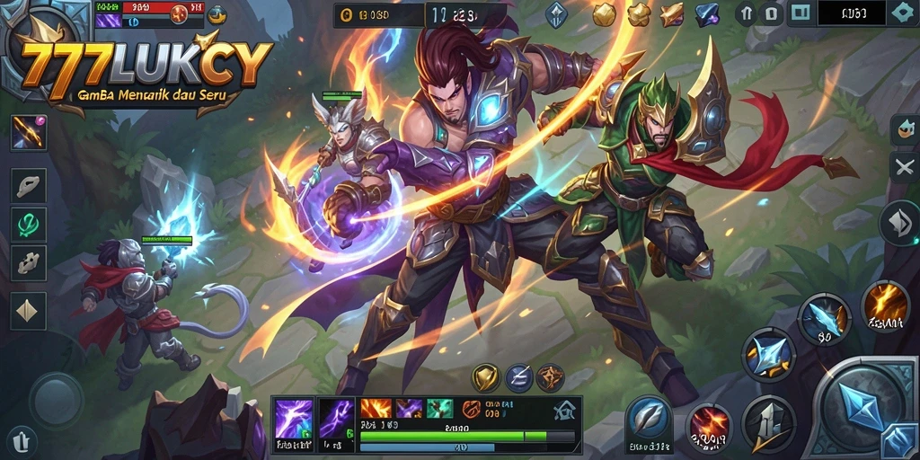 Tampilan gameplay seru dalam 777LUKCY dengan pertarungan tim yang intens.