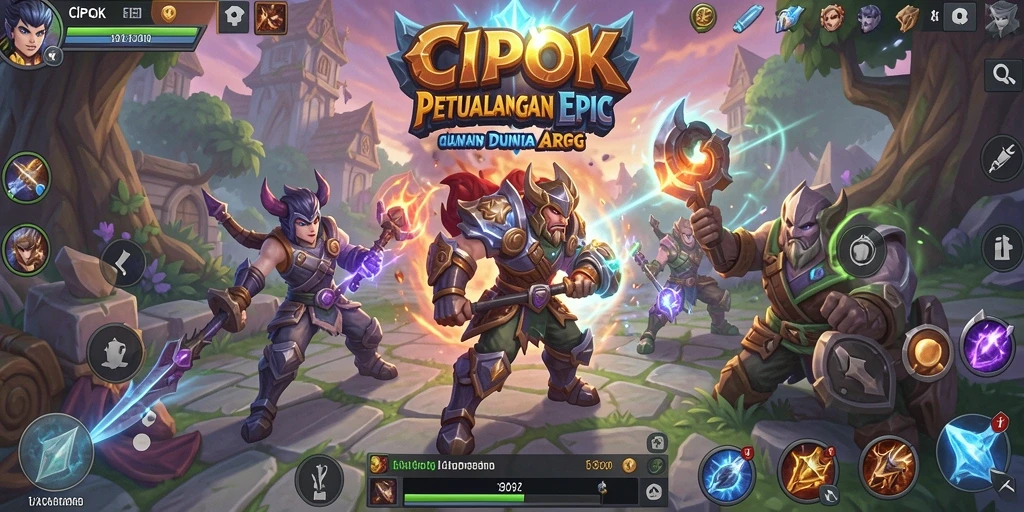 Screenshot gameplay menunjukkan pertarungan epik dalam dunia ARPG.