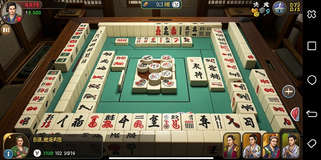 Screenshot D73 menampilkan gameplay Mahjong yang menarik dan menantang.