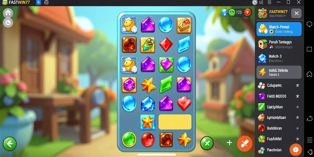 Screenshot gameplay FASTWIN77 dengan kombinasi match-3 yang menarik.