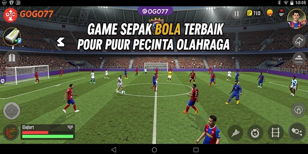 Tampilan gameplay mendebarkan dari GOGO77 yang penuh aksi sepak bola.