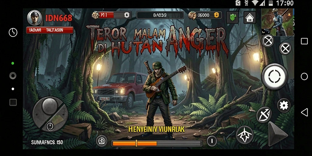 Tampilan menegangkan gameplay IDN668 di tengah hutan angker.