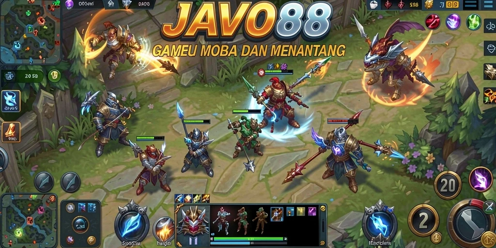 Tampilan gameplay seru dari JAVO88 dalam pertempuran MOBA.