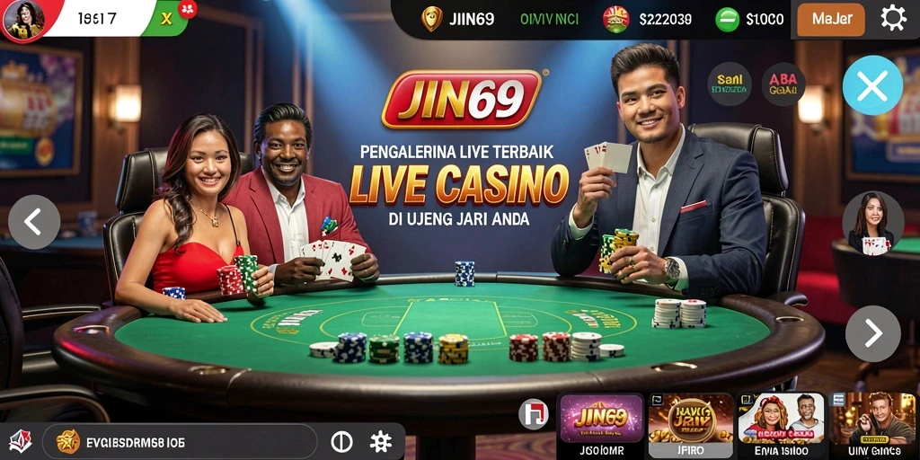 Screenshot gameplay Live Casino JIN69 yang mendebarkan.