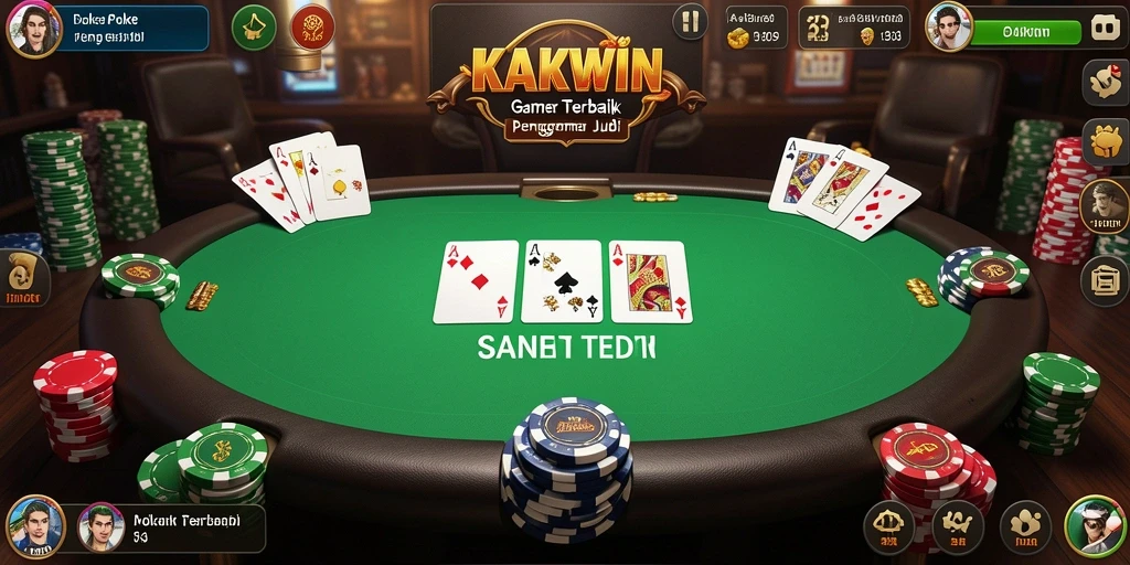 Tampilan antarmuka <strong>KAKWIN</strong> dalam gameplay poker yang menarik dan interaktif.