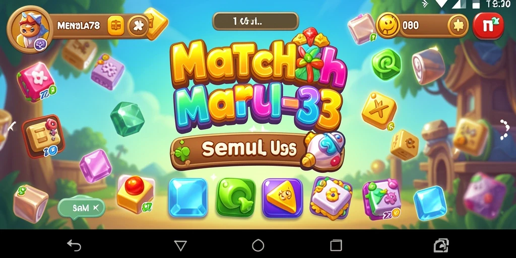 Screenshot MENYALA78 menampilkan gameplay Match-3 yang seru dan penuh warna.