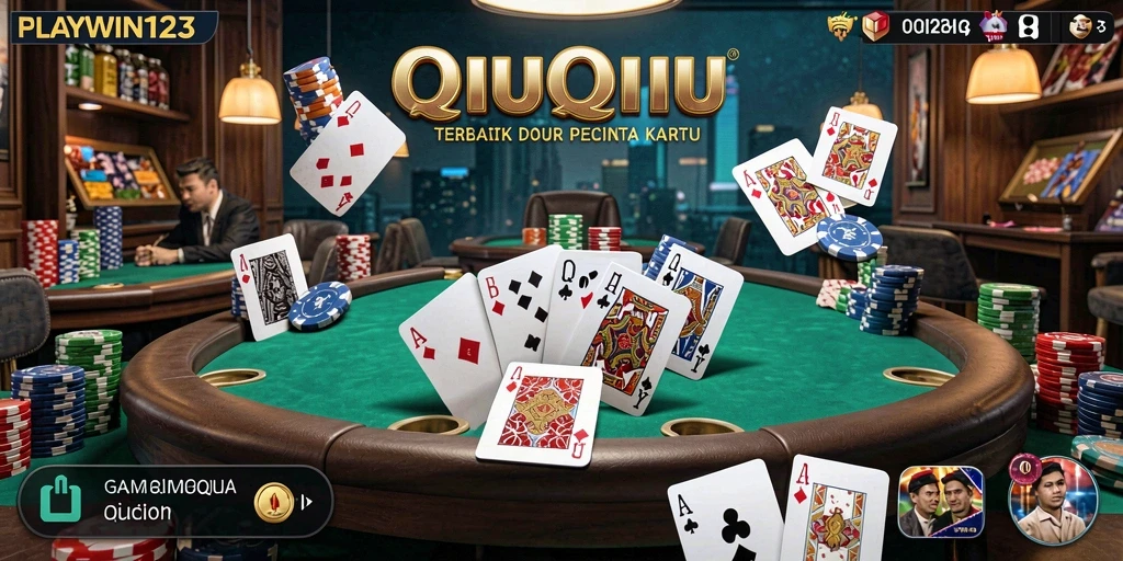 Screenshot PLAYWIN123 menampilkan aksi seru permainan QiuQiu.