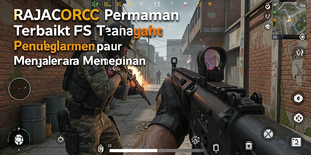 Screenshot gameplay RAJACORC menunjukkan aksi seru dalam pertempuran FPS.