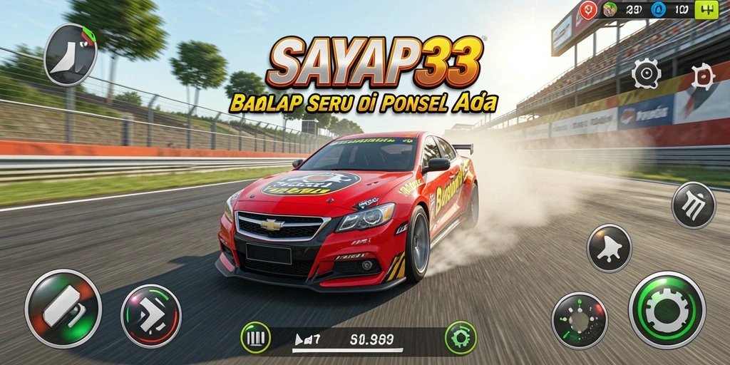 Gameplay SAYAP33 yang mendebarkan dengan mobil balap berkecepatan tinggi.