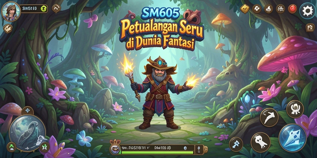 Screenshot utama SM605 menampilkan adegan gameplay yang penuh petualangan.