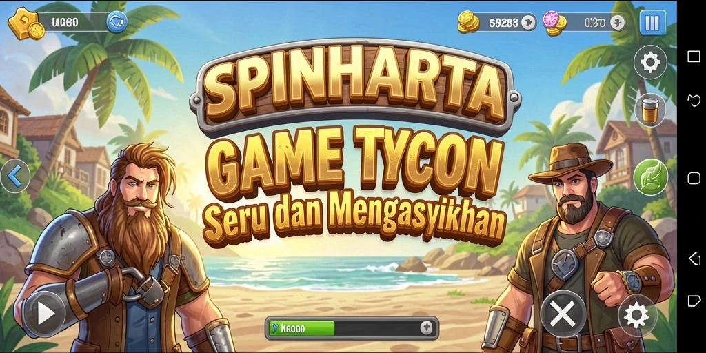 Tampilan gameplay SPINHARTA yang menarik dan penuh warna.