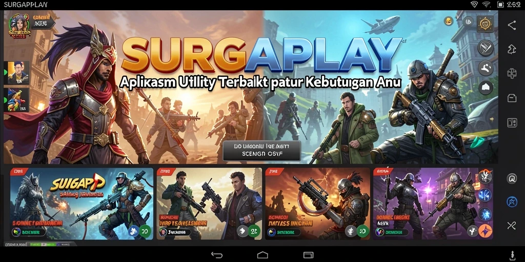 Tampilan utama aplikasi SURGAPLAY yang menunjang aktivitas Utility.