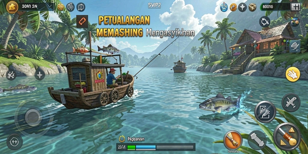 Gameplay Fishing SVIP2 dengan ikan dan lokasi yang menarik.