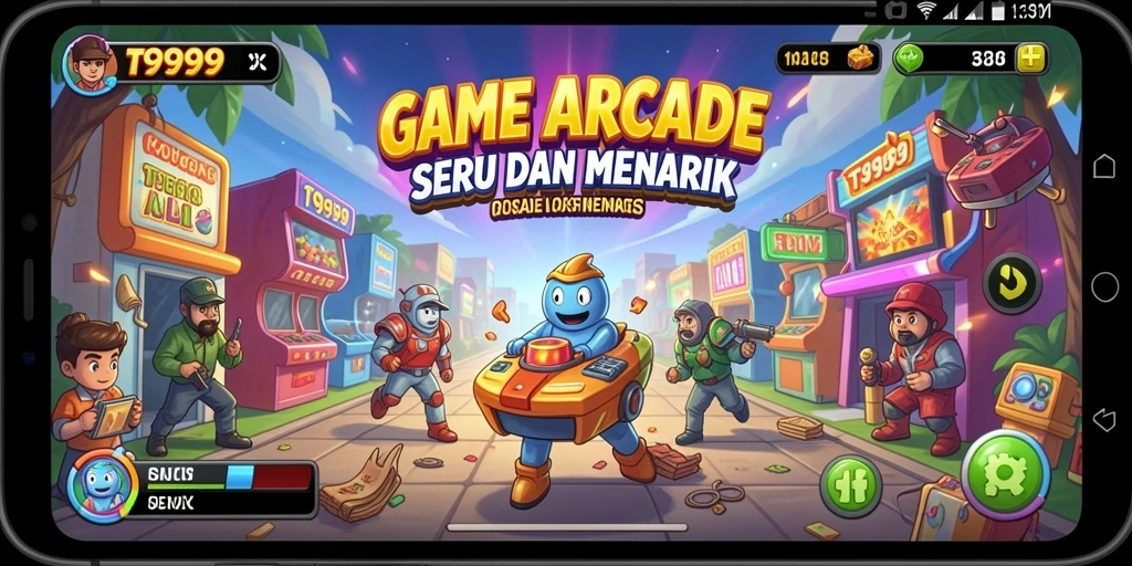 Screenshot gameplay T9999 yang menampilkan aksi seru dalam game Arcade.
