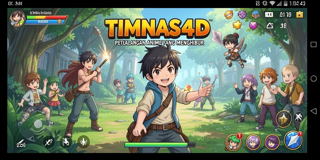 Screenshot gameplay TIMNAS4D yang menampilkan aksi karakter anime.