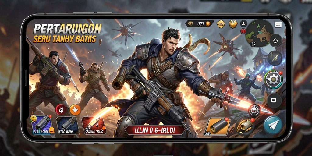Gameplay UT77 yang mendebarkan di arena pertarungan.
