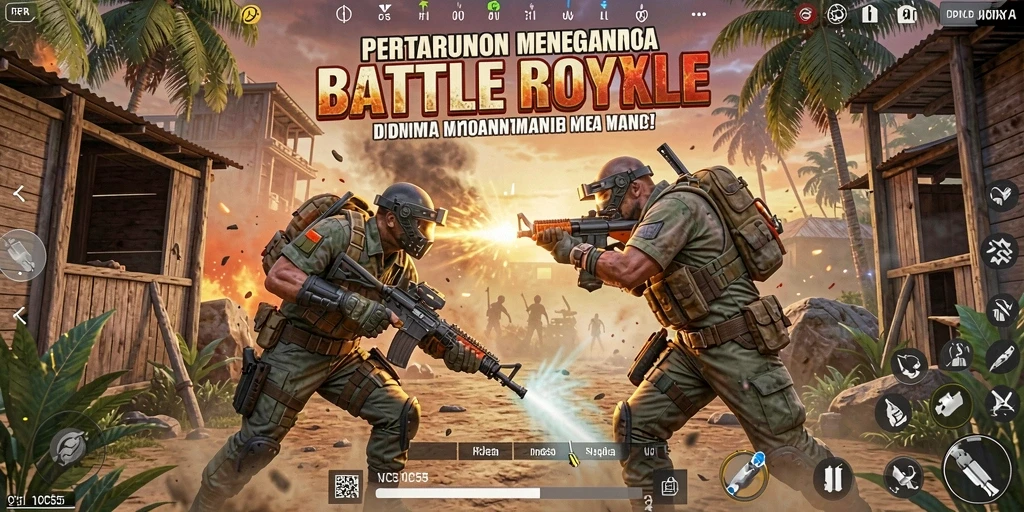 Tampilan gameplay VC55 yang mendebarkan dalam pertempuran Battle Royale.