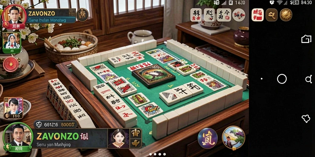 Tampilan menarik dari gameplay ZAVONZO yang menampilkan elemen Mahjong.